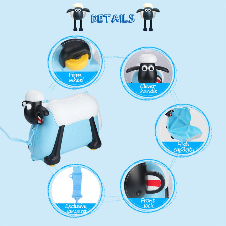 Shaun the Sheep Kids' Ride-on Suitcase & Monchi Backpack Combo（Blue） - Fansheep