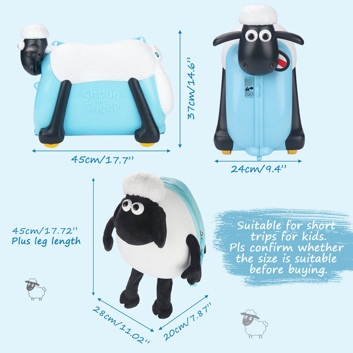 Shaun the Sheep Kids' Ride-on Suitcase & Monchi Backpack Combo（British） - Fansheep