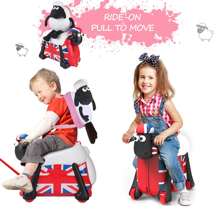 Shaun the Sheep Kids' Ride-on Suitcase & Monchi Backpack Combo（British） - Fansheep