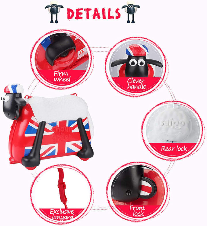Shaun the Sheep Kids' Ride-on Suitcase & Monchi Backpack Combo（Blue） - Fansheep