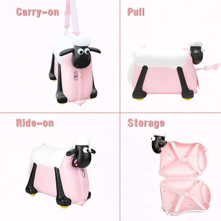 Shaun the Sheep Kids' Ride-on Suitcase & Monchi Backpack Combo（Pink） - Fansheep